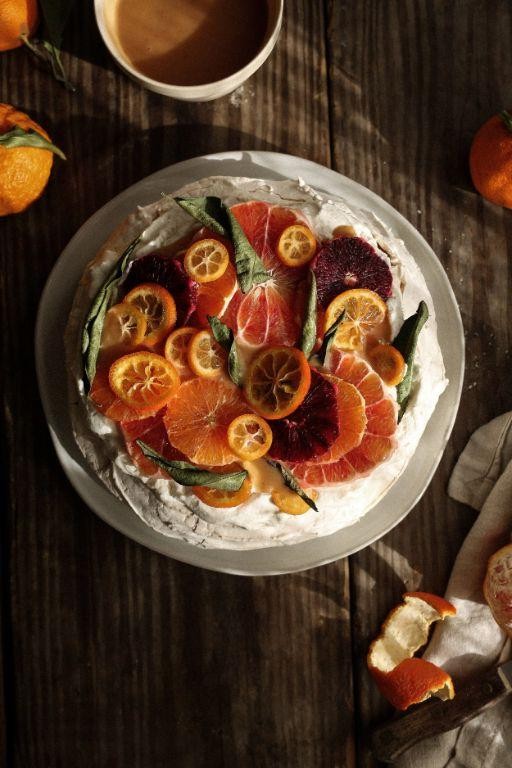 Pavlova with Orange Curd and Berries