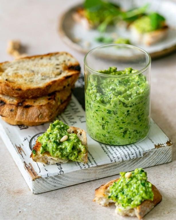 Pea and Mint Pesto with Hazelnuts