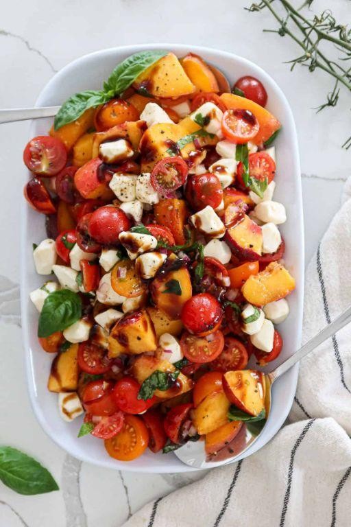 Peach Basil Mozzarella Salad