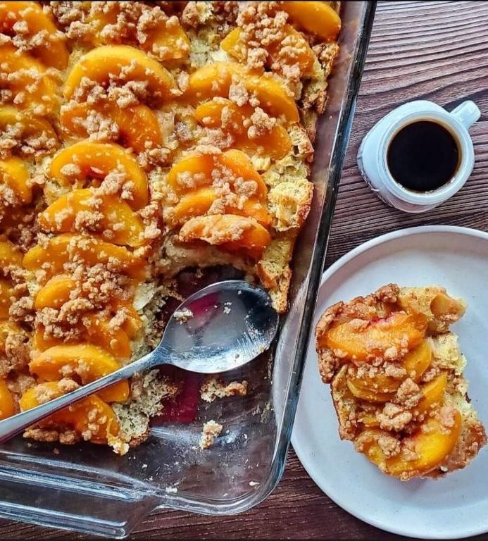 Peach Cobbler French Toast Casserole