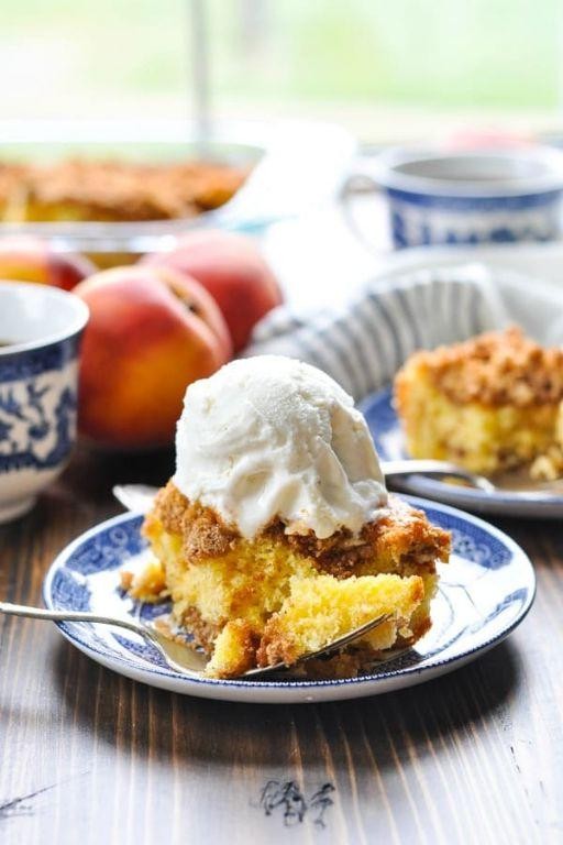 Peach Dump Cake with Cinnamon Streusel
