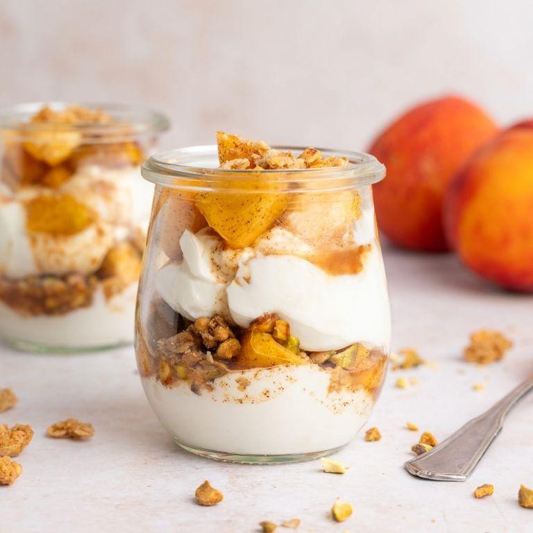 Peach and Almond Greek Yogurt Parfait
