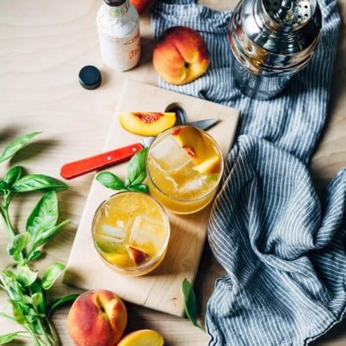 Peach and Basil Infused Bourbon