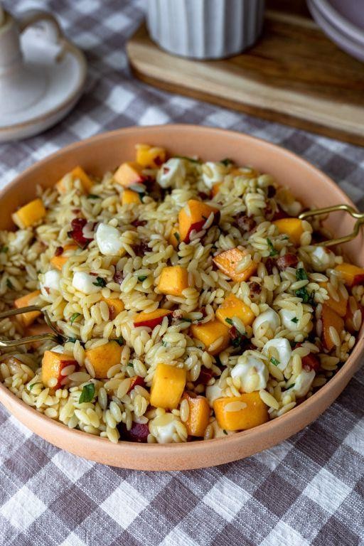 Peach and Prosciutto Pasta Salad