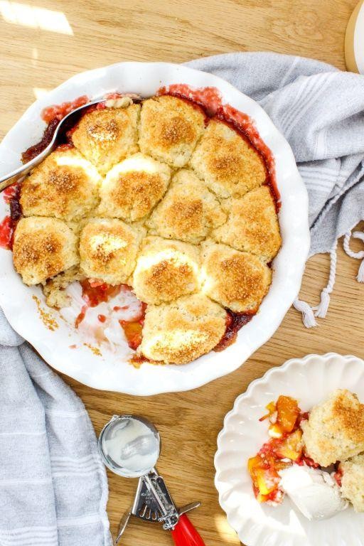 Peach and Raspberry Cobbler