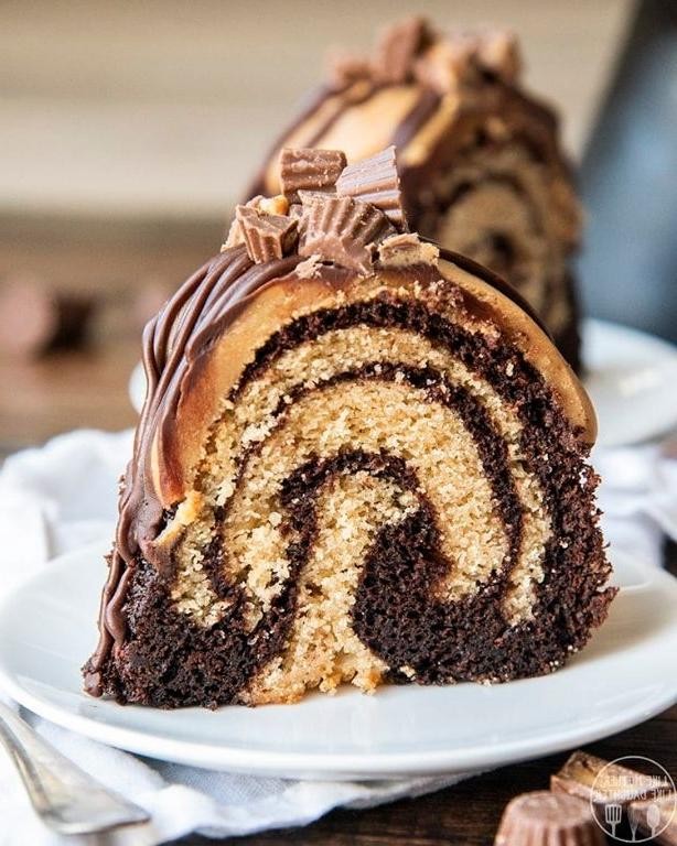 Peanut Butter Bundt Cake with Chocolate Drizzle
