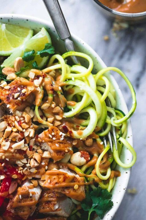 Peanut Butter Chicken Zoodle Bowl