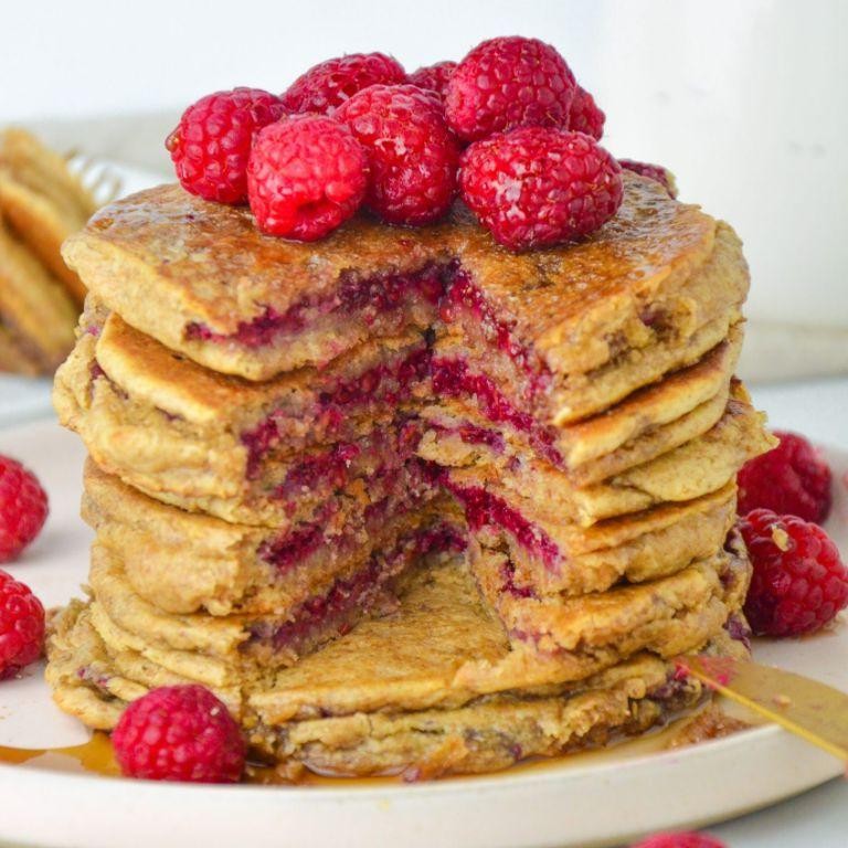 Peanut Butter and Jelly Swirl Pancakes