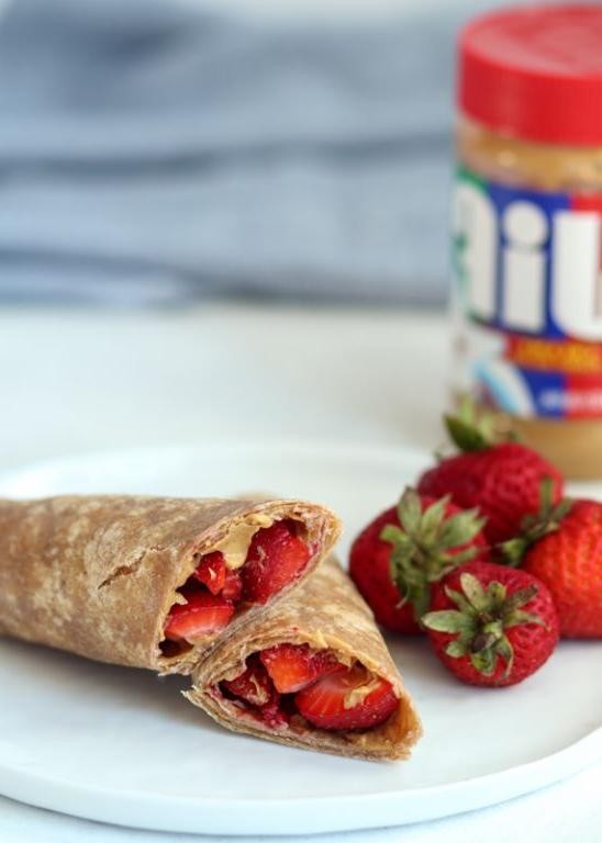 Peanut Butter and Strawberry Breakfast Wrap