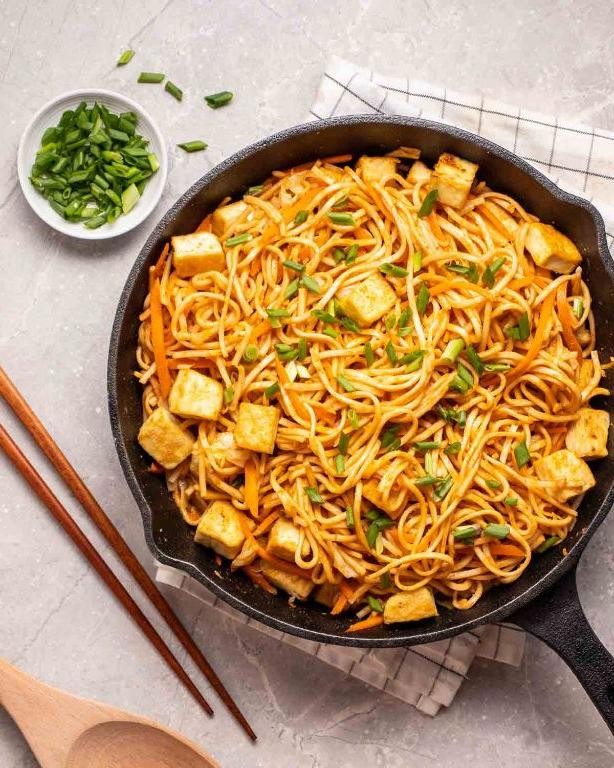 Peanut Sauce Rice Noodle Veg Tofu Stir Fry