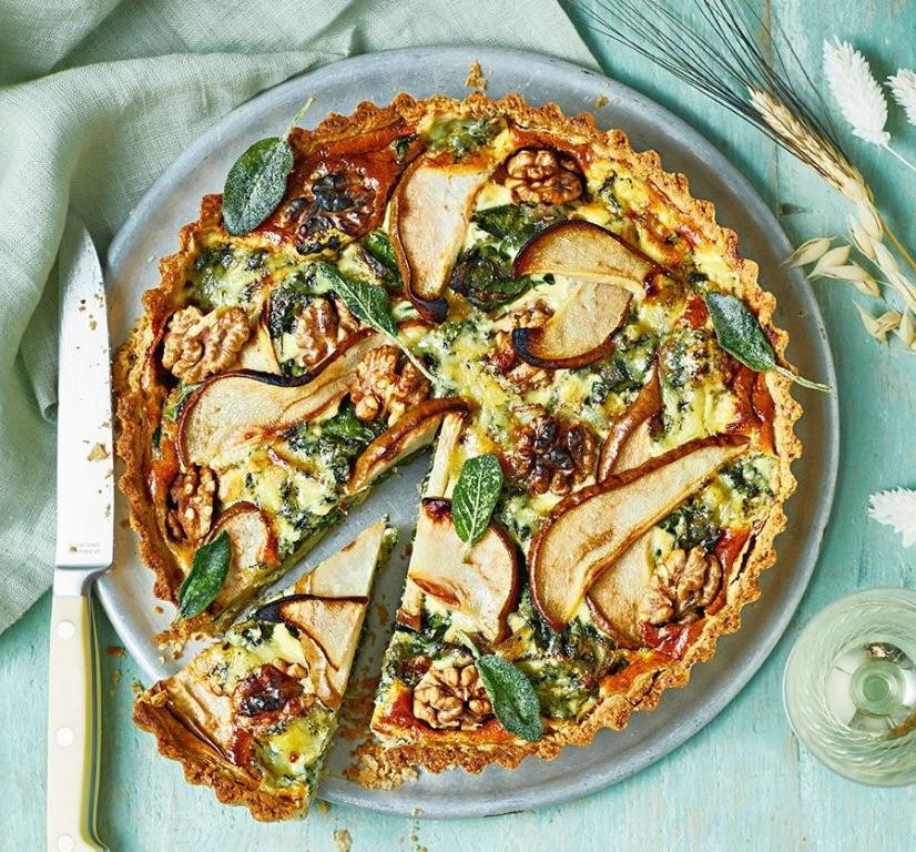 Pear, Walnut, and Gruyere Quiche