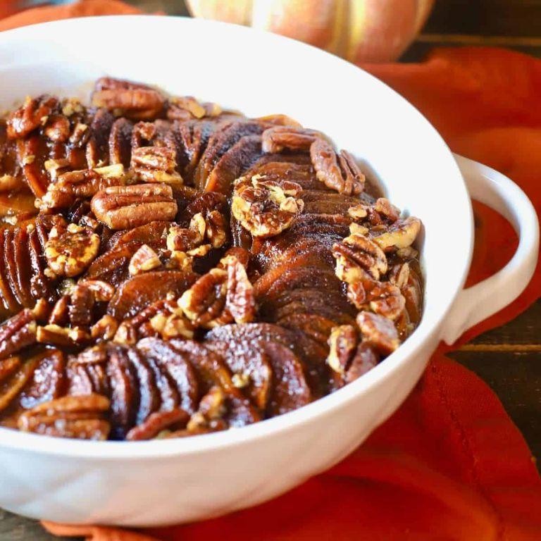 Pecan Topped Candied Sweet Potatoes