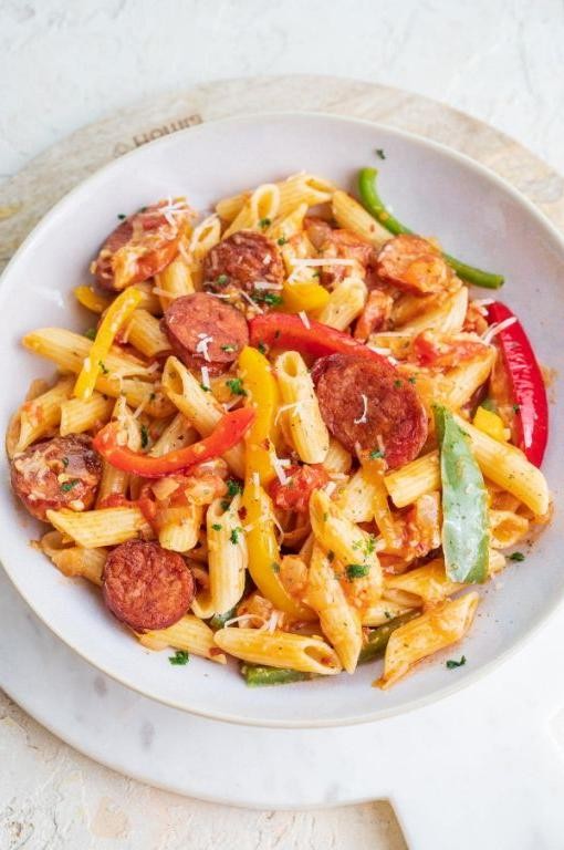Penne with Sausage and Bell Peppers