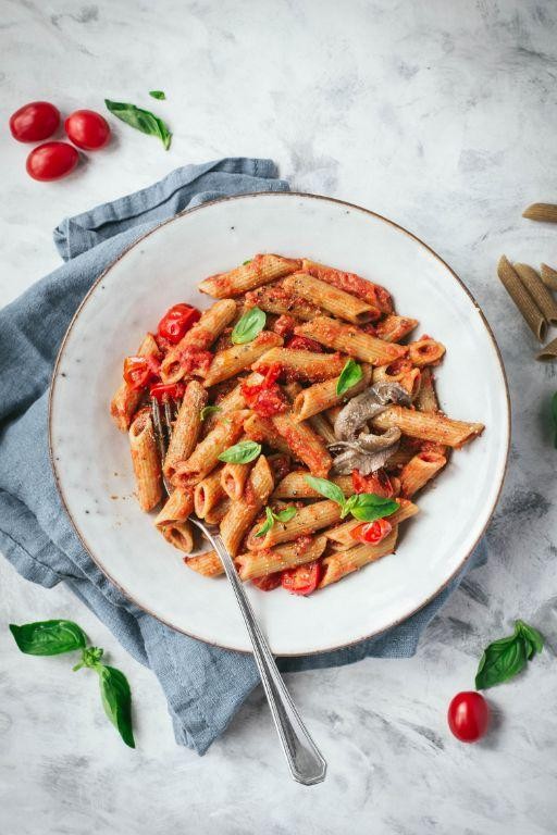 Penne with Tomato, Anchovy, and Basil