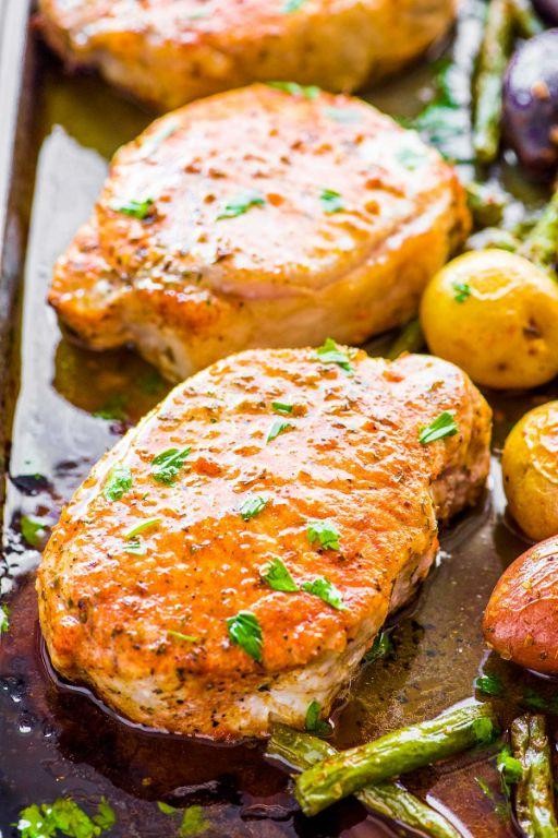 Peppercorn Ranch Pork Chops with Roasted Vegetables