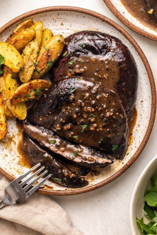 Peppercorn Sautéed Portobello Filets