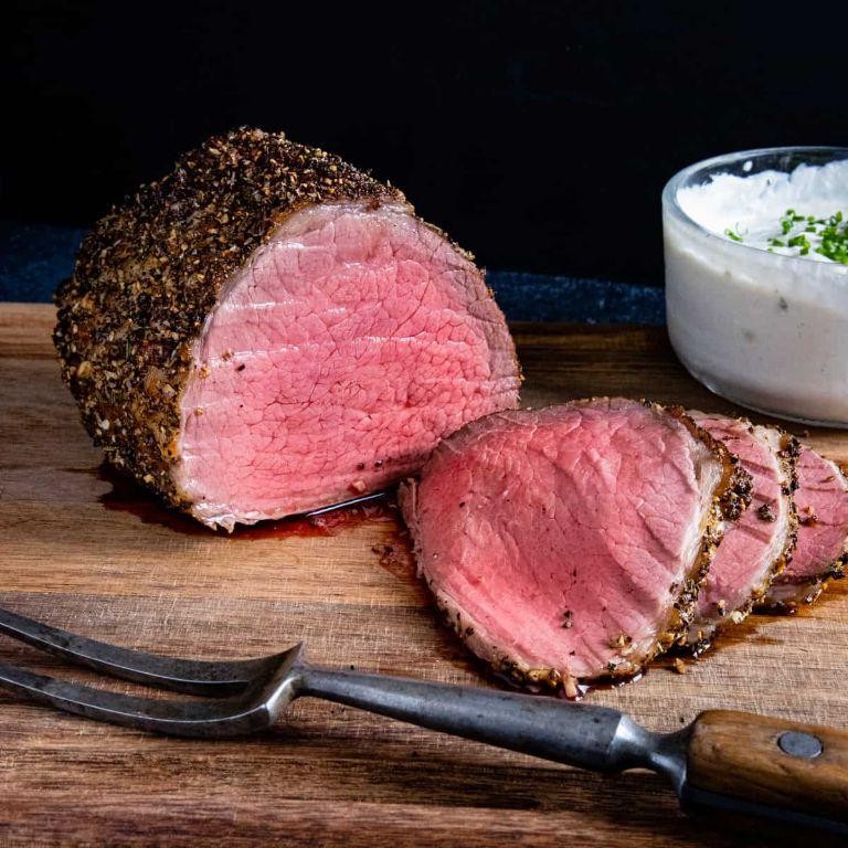 Peppercorn-Crusted Bottom Round Roast