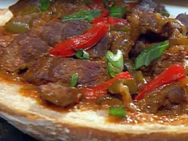 Peppers and Onions Smothered Tenderized Round Steak