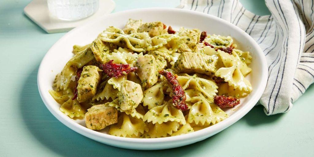 Pesto Chicken and Bow Tie Pasta Bake