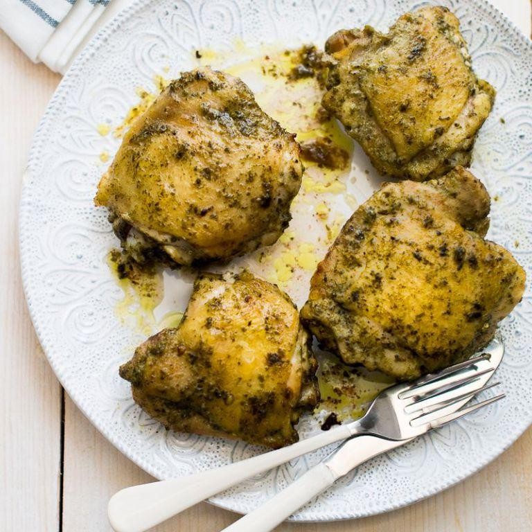 Pesto Marinated Chicken Thighs