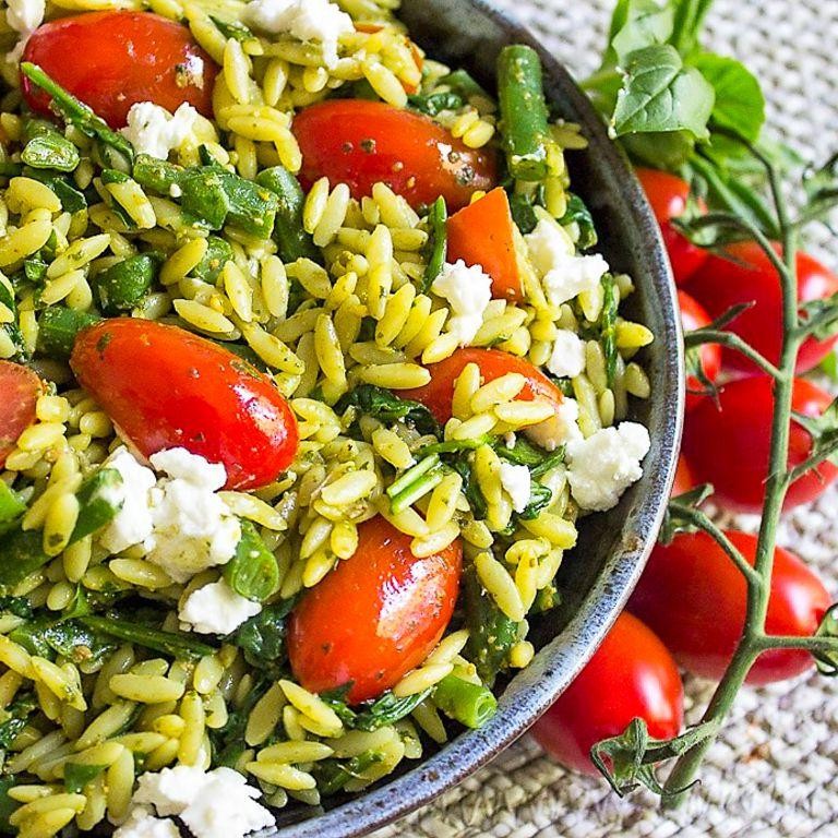 Pesto Orzo with Roasted Vegetables
