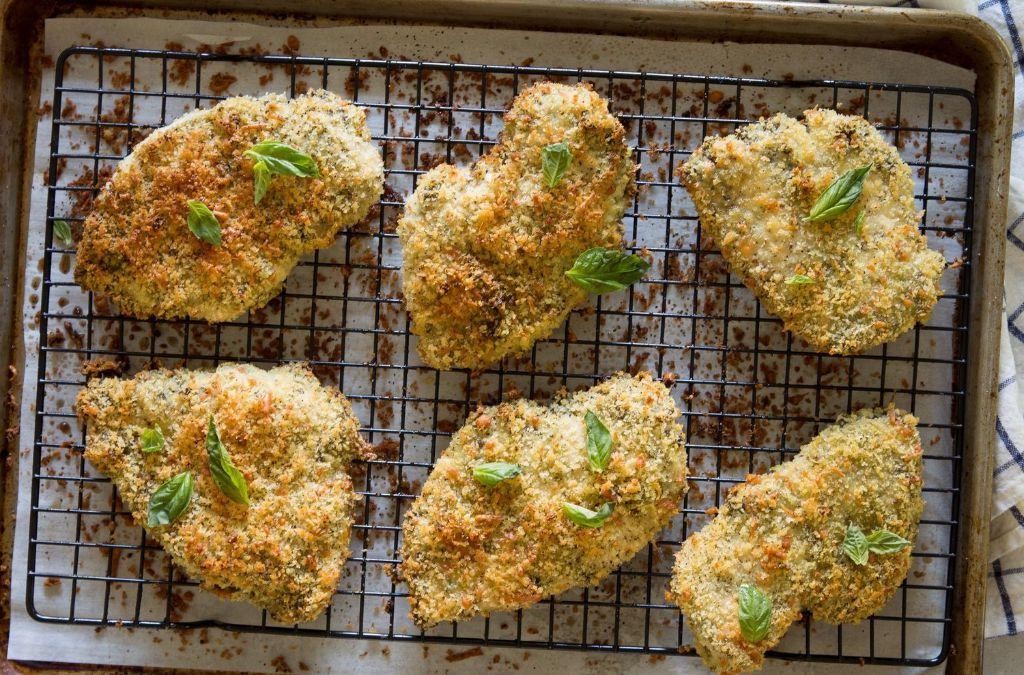 Pesto Parmesan Crusted Chicken Thighs
