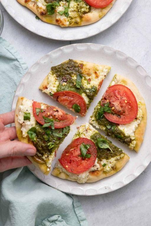 Pesto Roasted Tomato and Cheese Flatbread