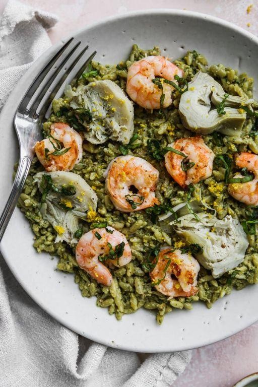 Pesto Shrimp and Orzo Casserole