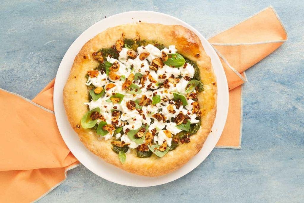 Pesto and Burrata Mini Pizzas