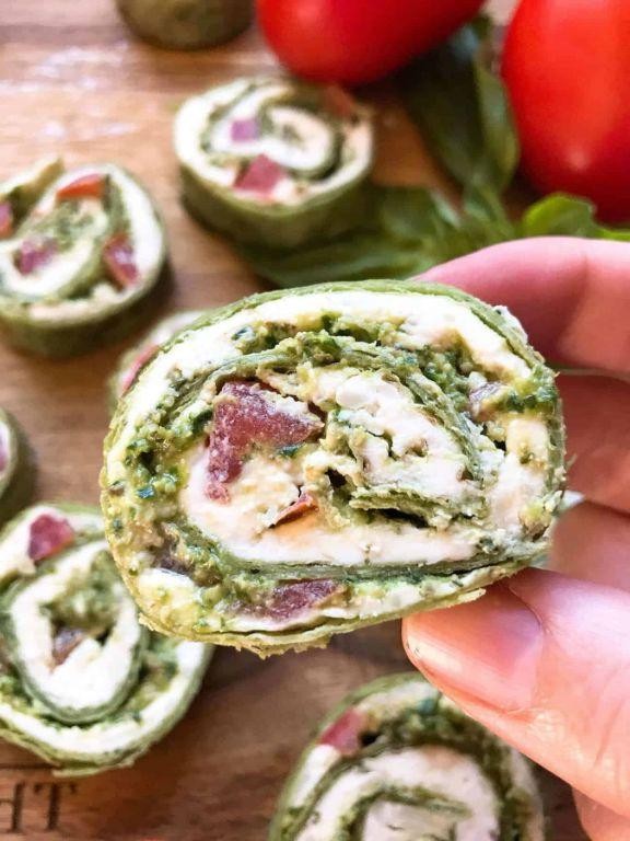 Pesto and Mozzarella Pinwheel Wraps