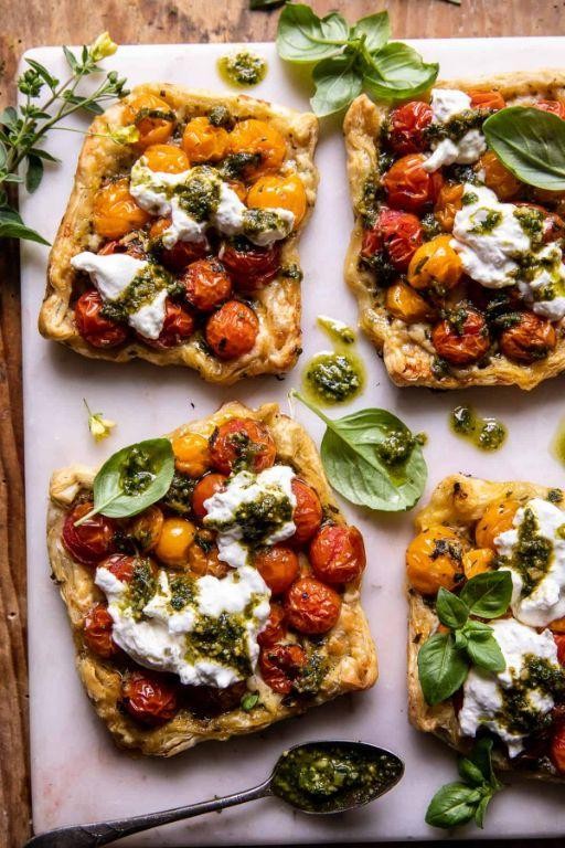 Pesto and Tomato Puff Pastry Squares