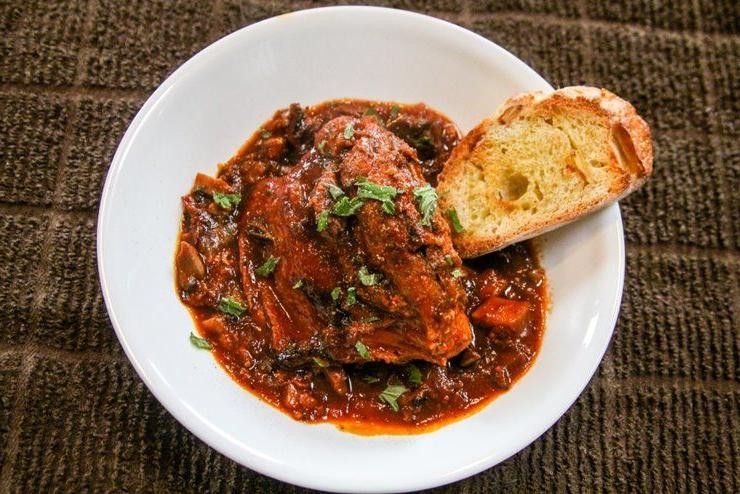 Pheasant Cacciatore with Tomatoes and Olives