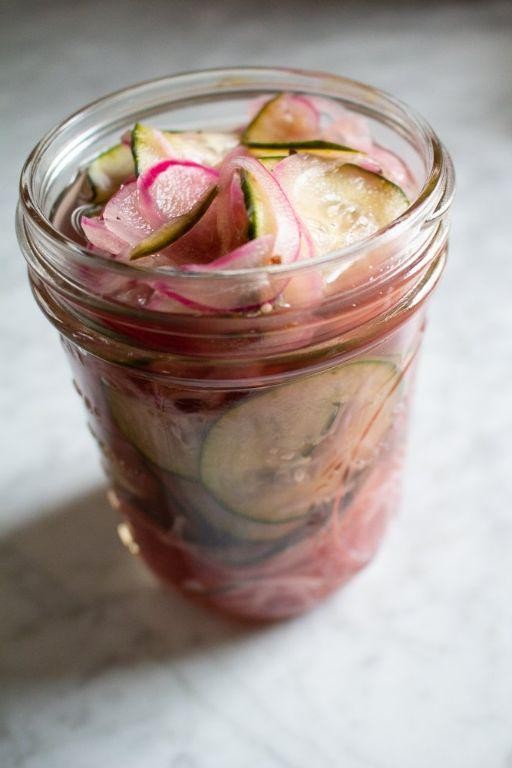 Pickled Sliced Cucumber and Red Onion