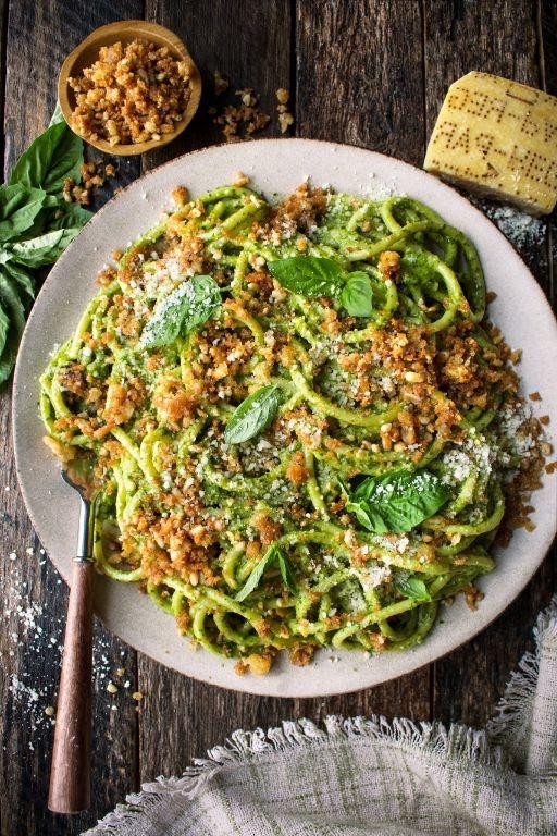 Pine Nut and Pesto Campfire Pasta