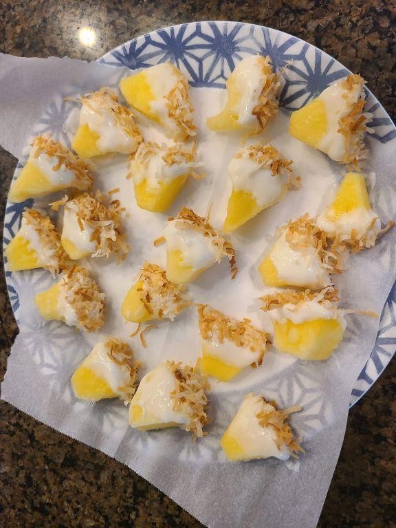 Pineapple Coconut Frozen Yogurt Bites