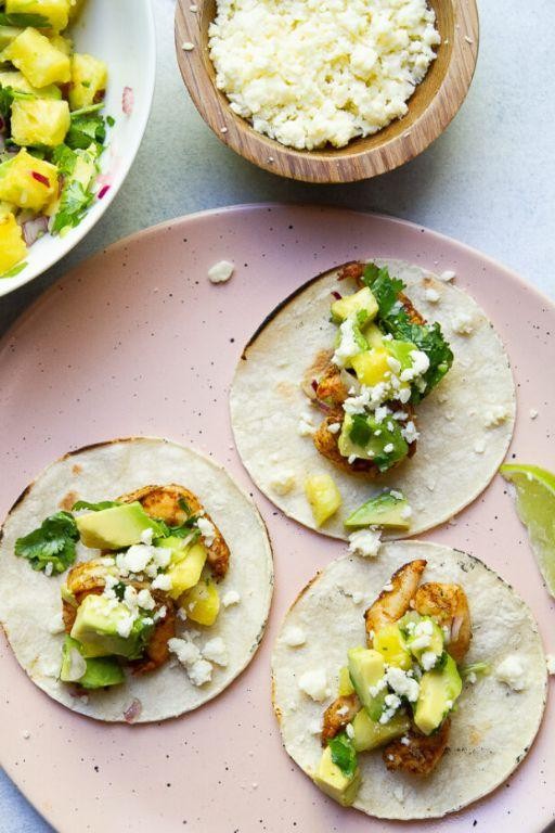 Pineapple Crushed Tacos with Avocado Cream