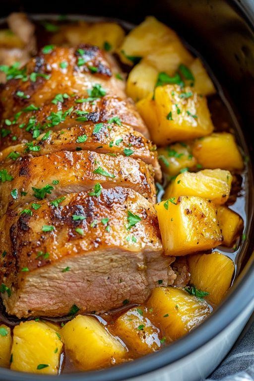 Pineapple Teriyaki Slow-Cooked Pork Loin
