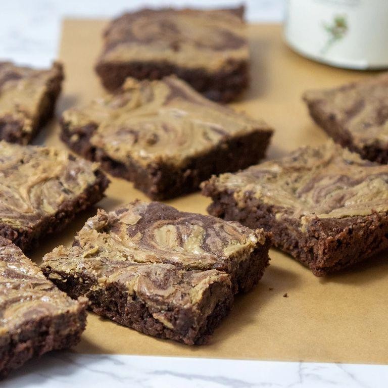 Pistachio Butter Swirled Brownies