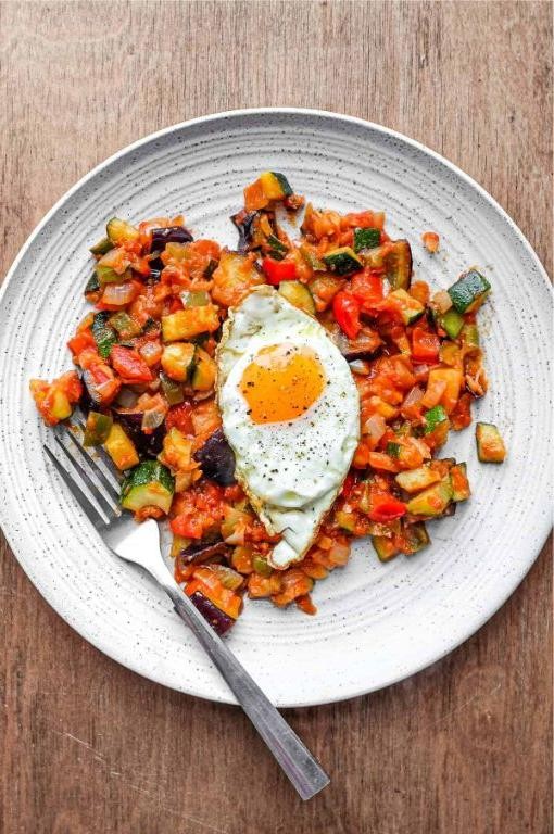 Pisto Manchego with Poached Eggs