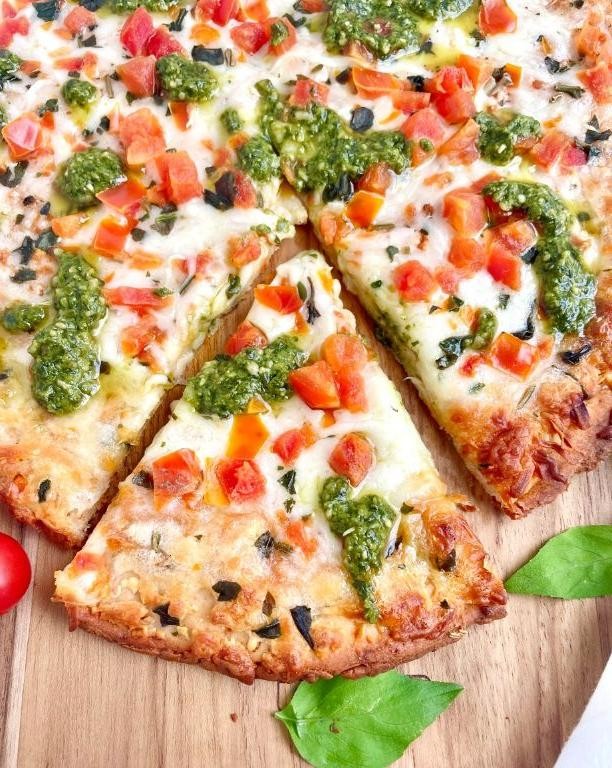 Pizza Margherita with Pesto Drizzle