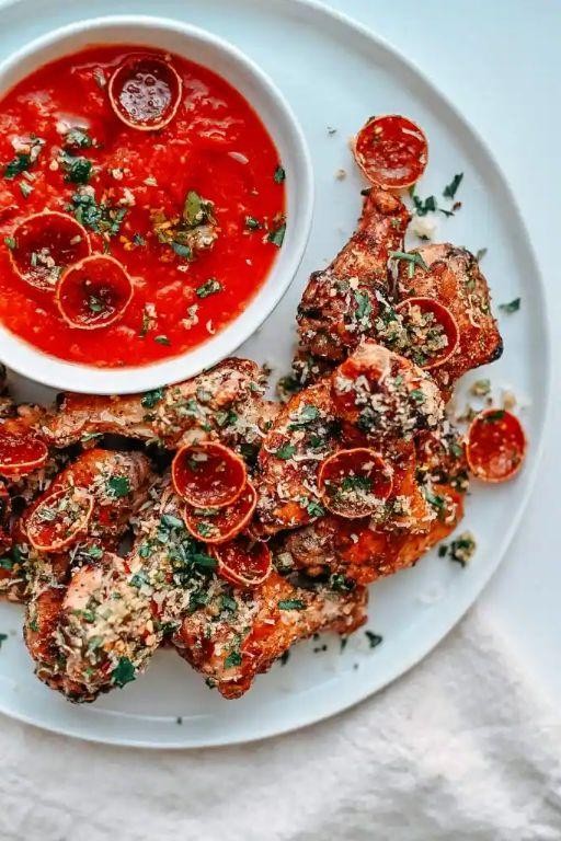 Pizza Sauce Marinated Chicken Wings