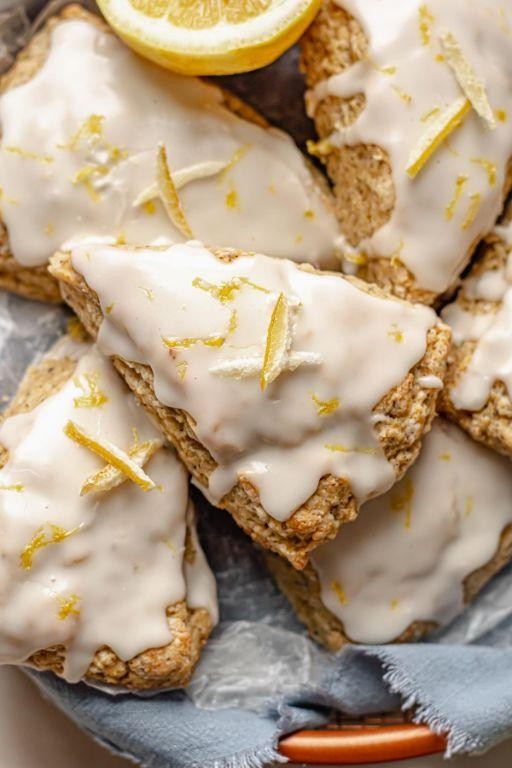 Pluot Scones with Lemon Glaze