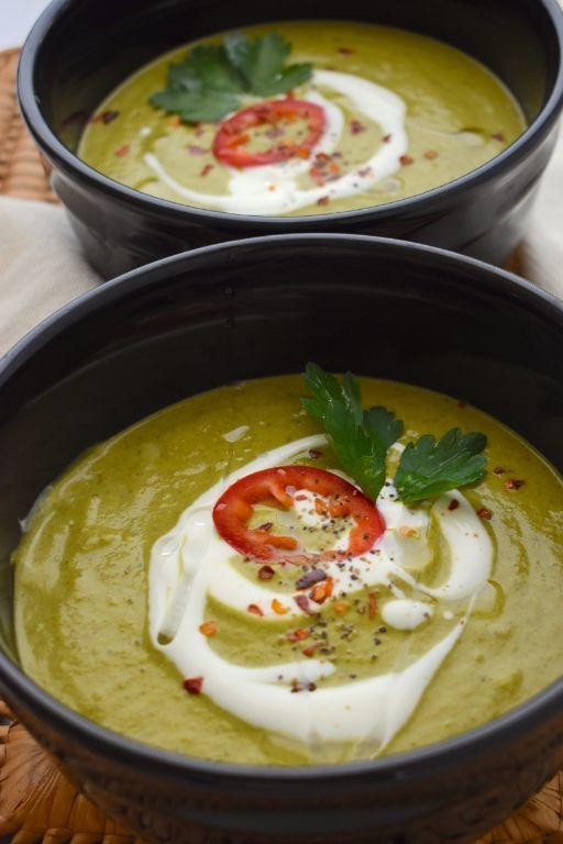 Poblano Cream Soup with Roasted Garlic