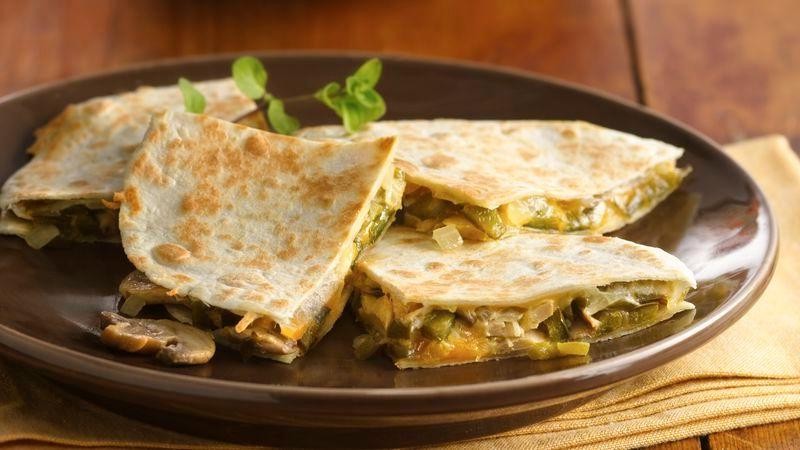 Poblano and Mushroom Quesadillas
