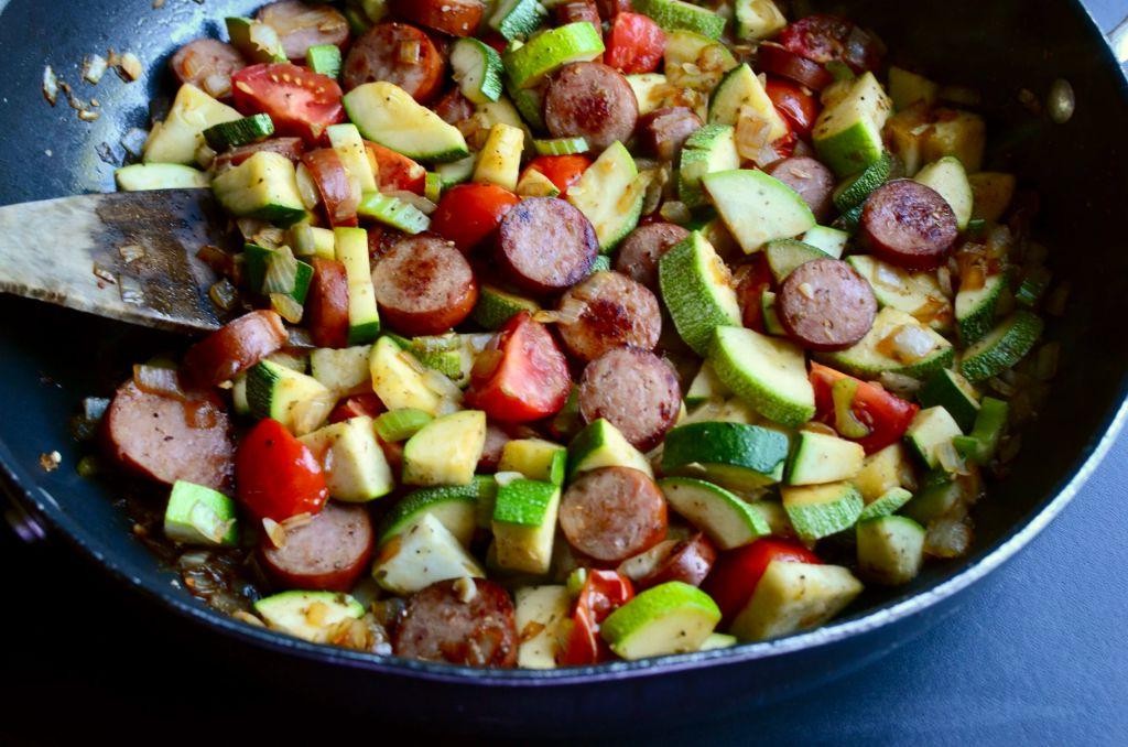 Polska Kielbasa and Zucchini Stir-Fry