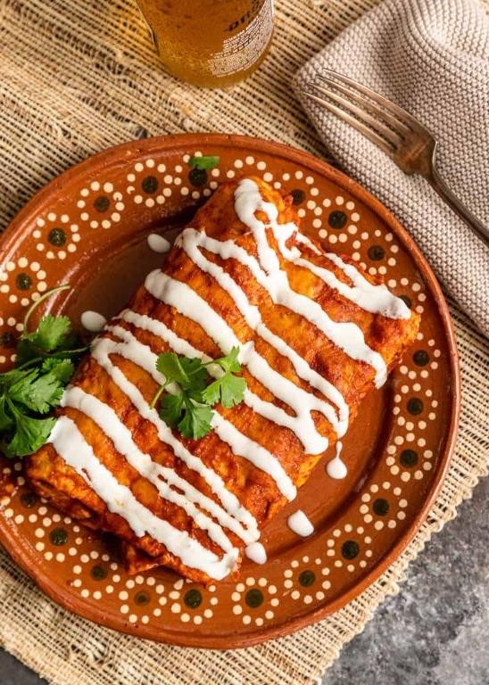 Pork Tenderloin Enchiladas with Red Chili Sauce