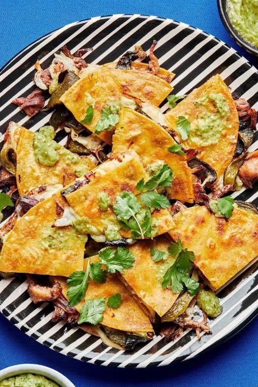 Pork Tenderloin Quesadillas with Roasted Poblano