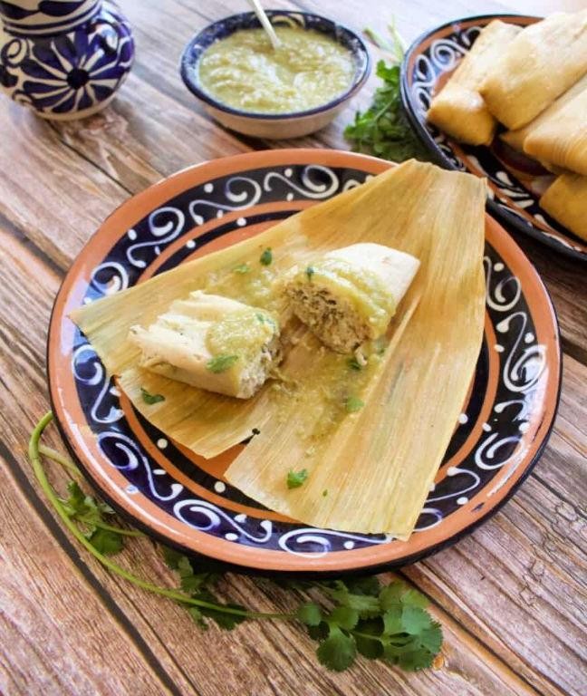 Pork Tenderloin Tamales with Tomatillo Salsa