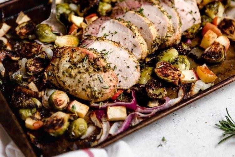 Pork Tenderloin with Apple Chutney and Brussels Sprouts