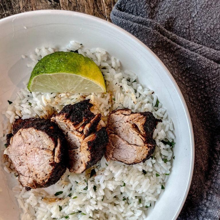 Pork Tenderloin with Cilantro Lime Rice